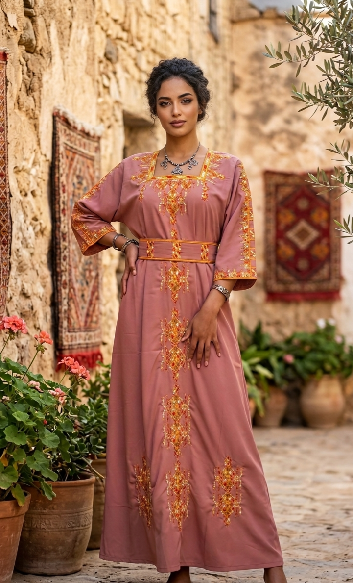 Robe Kabyle de Cérémonie "Kahina" – Chic & Élégance Épurée