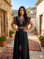 Robe Kabyle de Cérémonie "Thiziri" – Élégance Épurée & Épaules Structurées