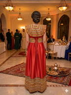 Robe Kabyle Moderne d’Exception "Numidia" – Rouge Impérial