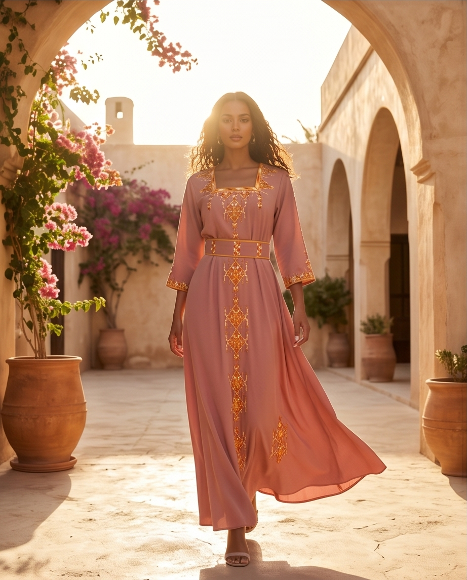 Robe Kabyle de Cérémonie "Kahina" – Chic & Élégance Épurée