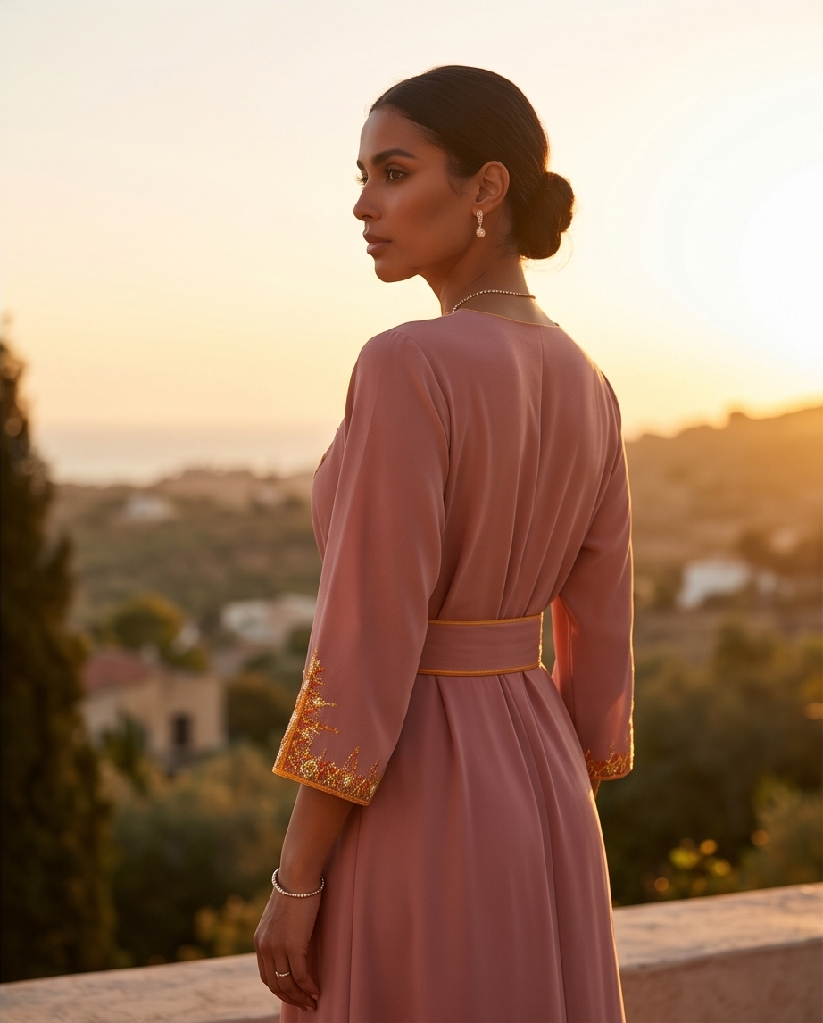 Robe Kabyle de Cérémonie "Kahina" – Chic & Élégance Épurée