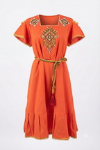 Robe moderne Kabyle aux Perlages et Galons Colorés – "Talsa"