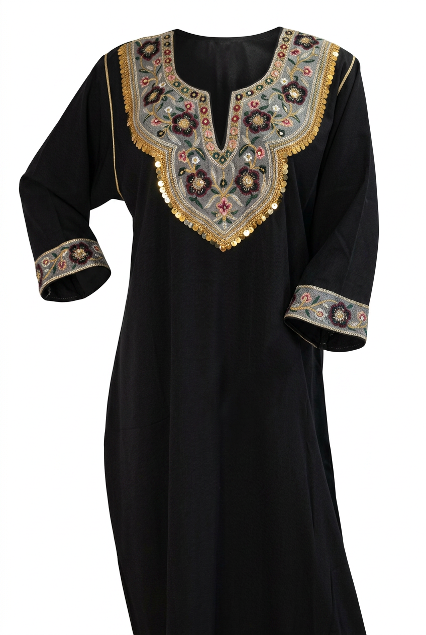 Robe moderne Kabyle aux Galons Colorés – "Silya"