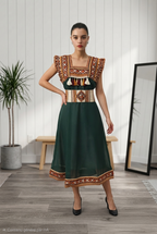 Robe Kabyle Broderie Traditionnelle & Voile Transparent "Amira"