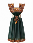 Robe Kabyle Broderie Traditionnelle & Voile Transparent "Amira"
