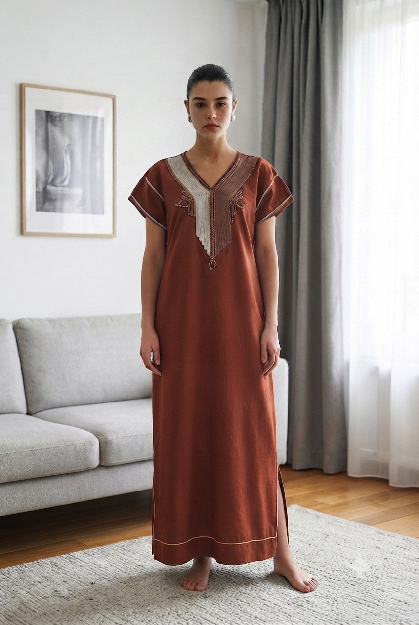 Robe Kabyle Longue à gallons "Nassya"
