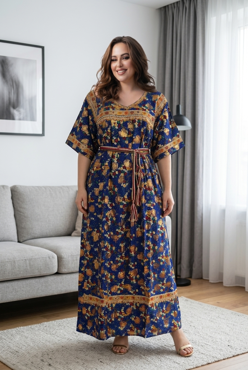 Robe maison Fleurie Grande Taille " Layla"