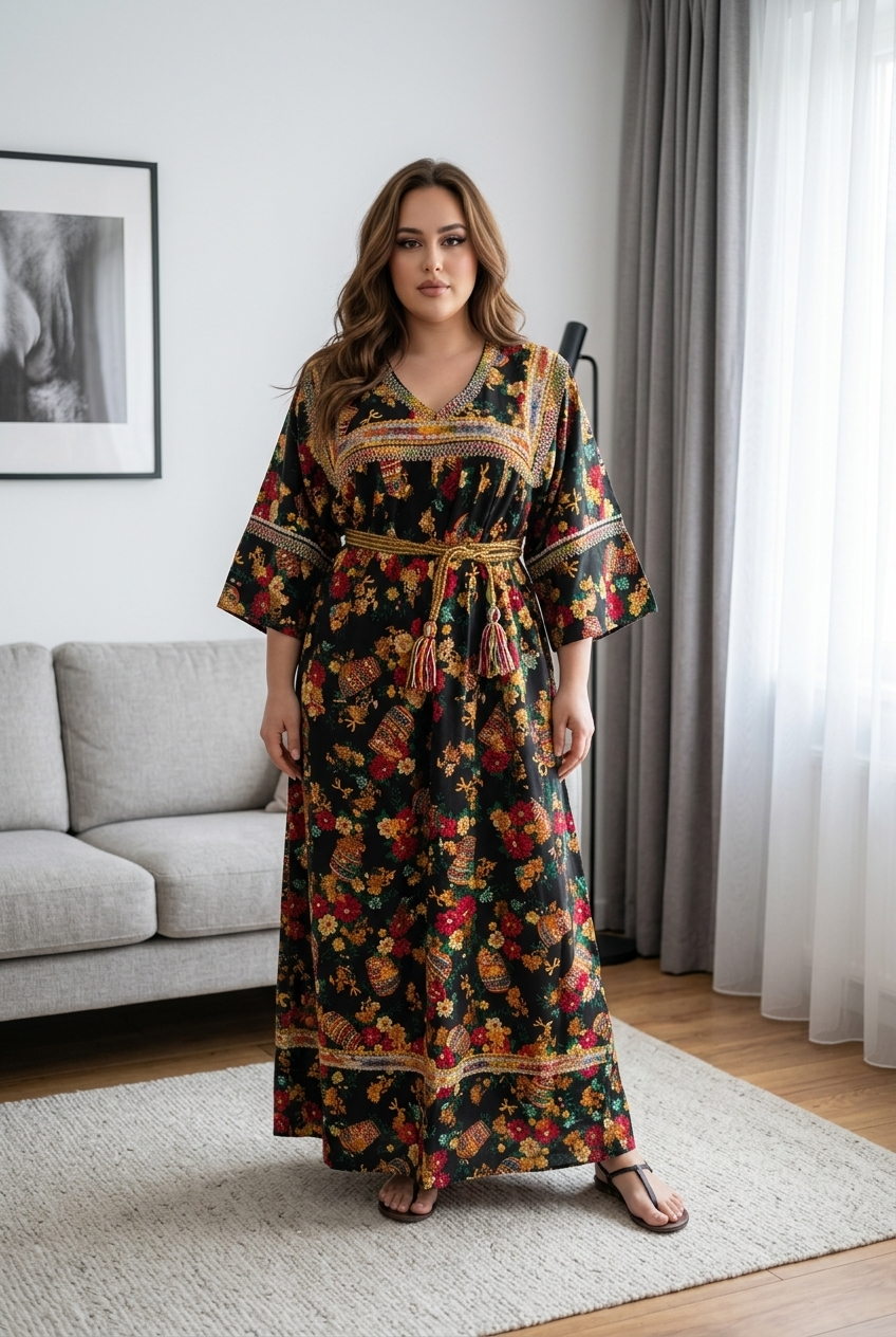 Robe maison Fleurie Grande Taille " Layla"