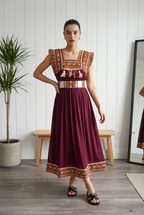 Robe Kabyle Broderie Traditionnelle & Voile Transparent "Amira"