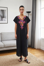 Robe Kabyle à galons Fleurs Multicolores "Nora"