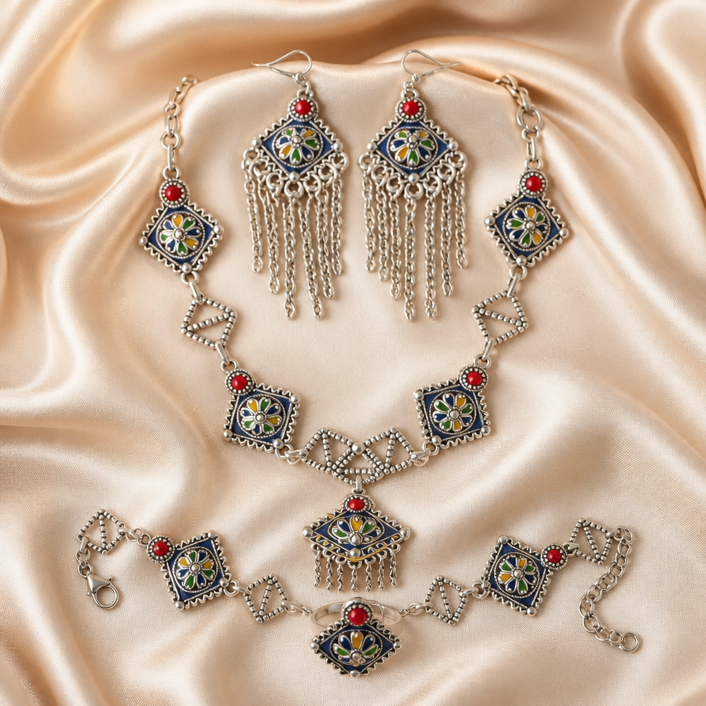 Superbe Collection de Parures de Bijoux Berbères en acier inoxydable