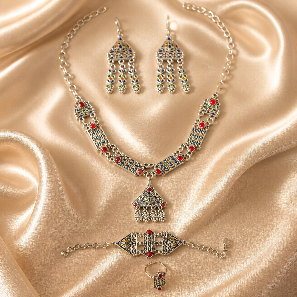 Superbe Collection de Parures de Bijoux Berbères en acier inoxydable