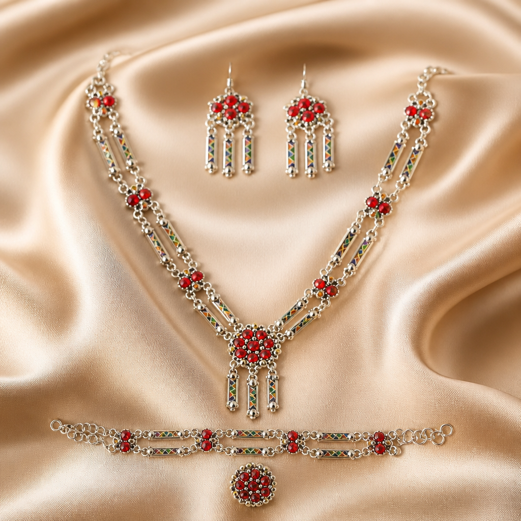Superbe Collection de Parures de Bijoux Berbères en acier inoxydable