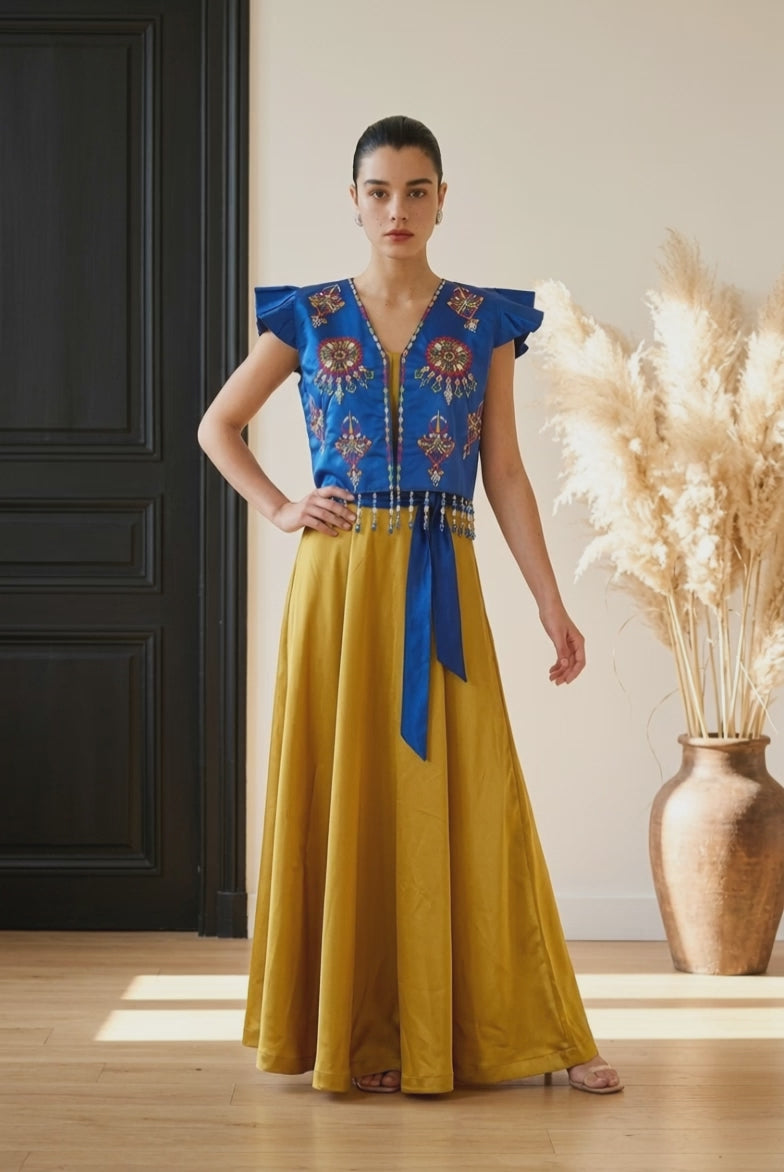 Ensemble Robe & Boléro Brodé Kabyle — Satin & Perles