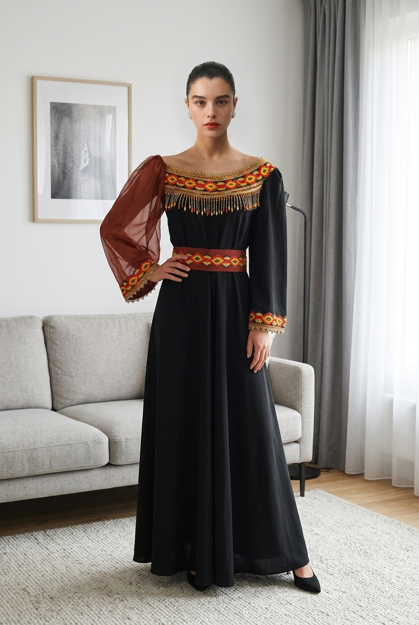 Robe Kabyle Moderne Asymétrique – "Ayur"